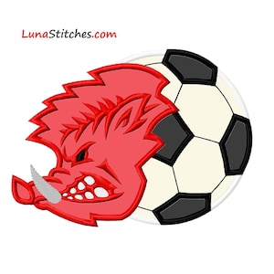 Wild Hog Soccer Applique Embroidery Designs 4 sizes  INSTANT DOWNLOAD