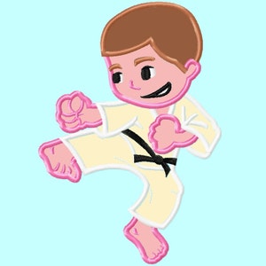 Ninja Karate Boy brown hair APPLIQUE Embroidery Design INSTANT DOWNLOAD image 1