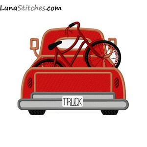 Bicycle in Truck APPLIQUE and Fill Embroidery Design 3 sizes each INSTANT DOWNLOAD image 2