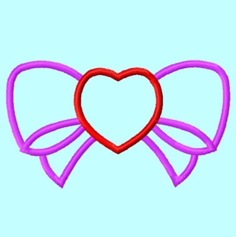 Heart bow applique embroidery design 4 sizes instant download  etsy Heart bow applique embroidery design 4 sizes instant download  etsy