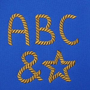 Rope Font Set en 3 tamaños Diseños de bordado DESCARGA INSTANTE Incluye archivos BX Plus Símbolos de bonificación