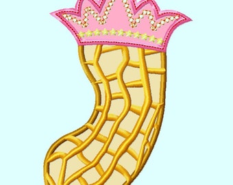 Peanut Princess Crown APPLIQUE Embroidery Designs INSTANT DOWNLOAD