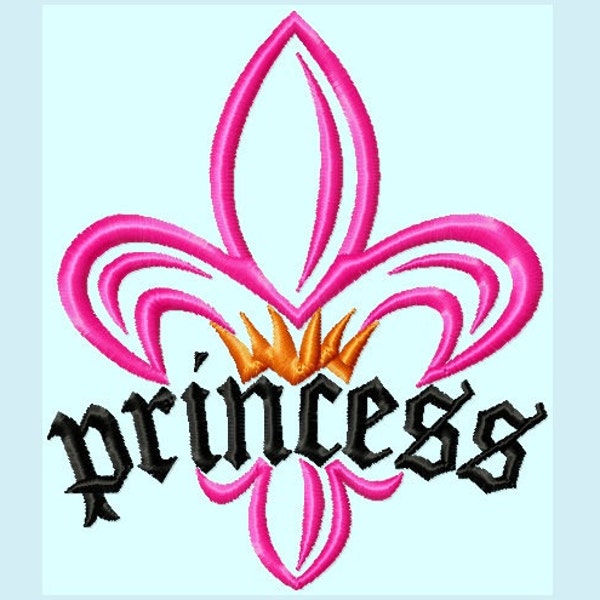 Fleur De Lis Princess Crown Embroidery Designs    INSTANT DOWNLOAD