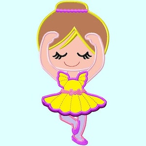 Ballerina Blonde Hair Applique Embroidery Design INSTANT DOWNLOAD image 1