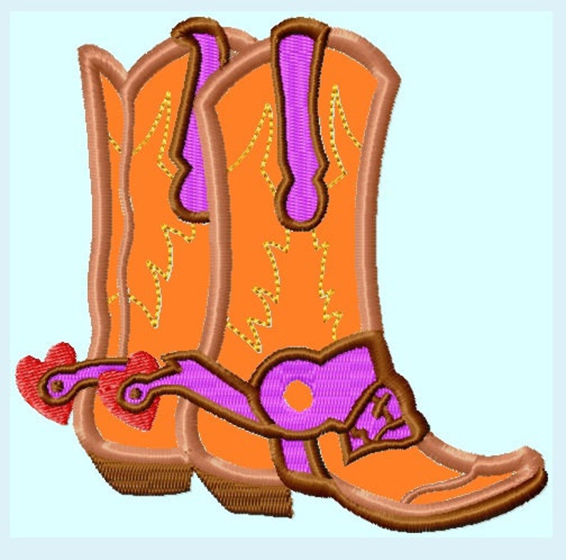 Cowgirl Boots APPLIQUE Embroidery Design INSTANT DOWNLOAD Etsy