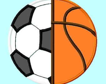 Football et basket-ball divisent boule Applique broderie Design téléchargement immédiat