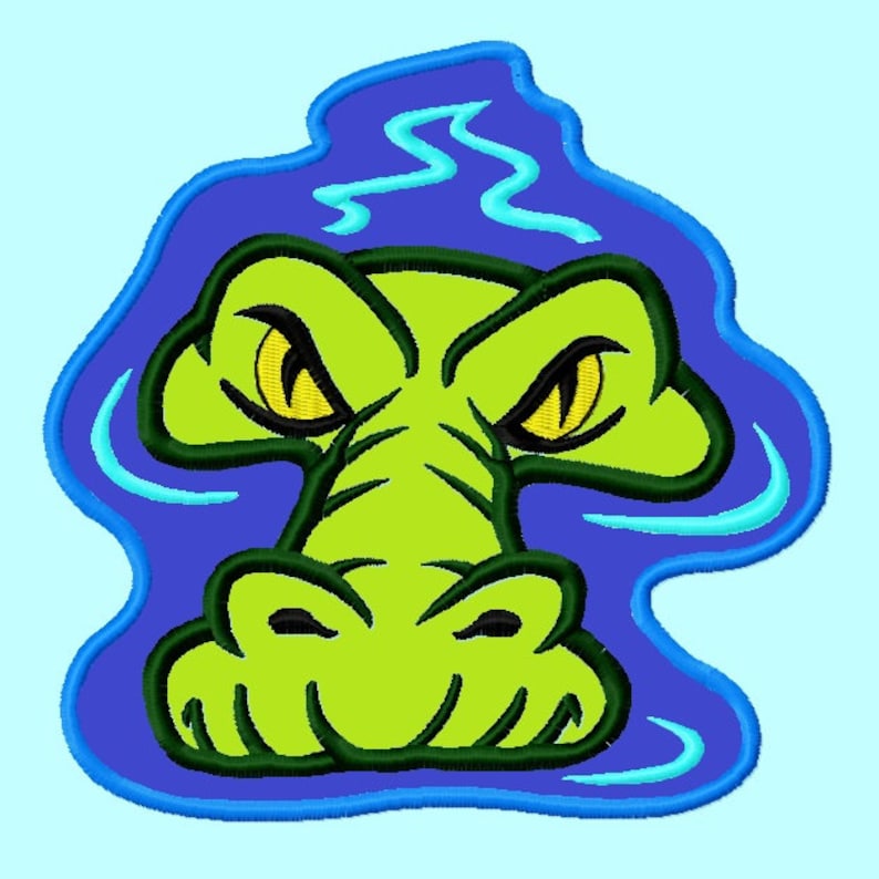 Alligator In Water Embroidery Alligator In Water Embroidery