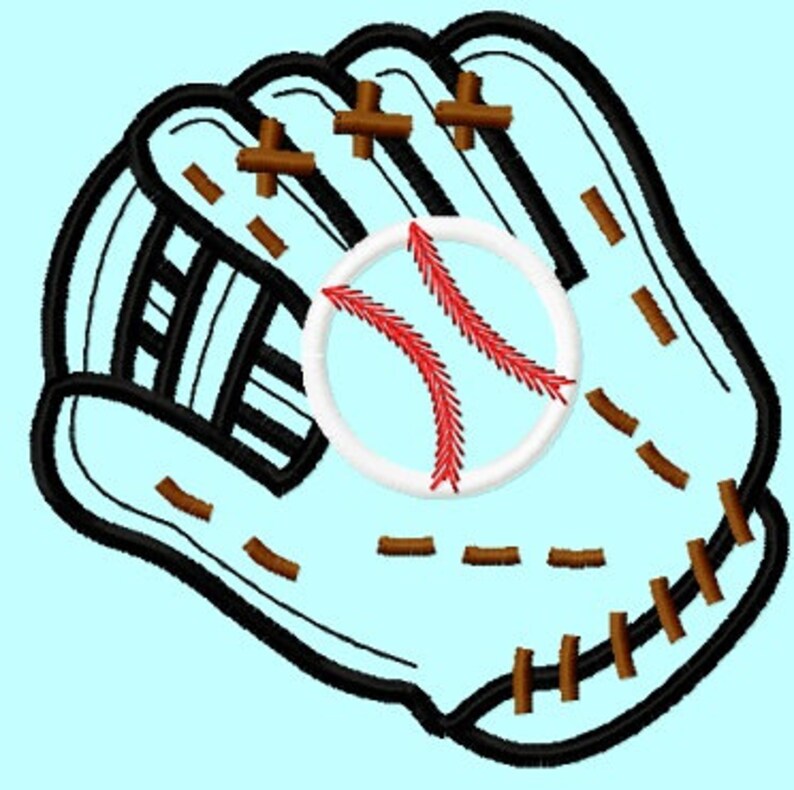Baseball or Softball Glove and Ball Applique Embroidery Design Etsy