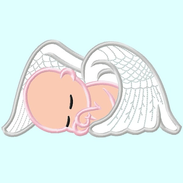 Baby Angel APPLIQUE Embroidery Design 4 sizes  INSTANT DOWNLOAD