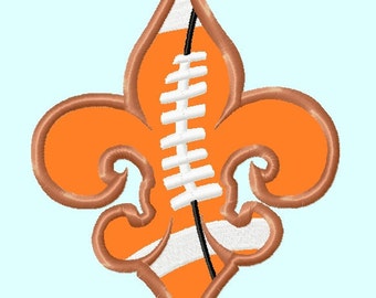 Fleur De Lis Football APPLIQUE Embroidery Designs 2 sizes  INSTANT DOWNLOAD