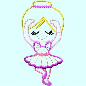 Ballerina Blonde Hair Applique Embroidery Design INSTANT DOWNLOAD image 2