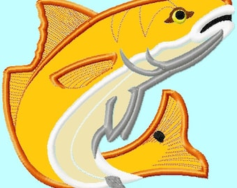 Red Fish or Trout APPLIQUE Embroidery Designs 4 sizes included INSTANT DOWNLOAD