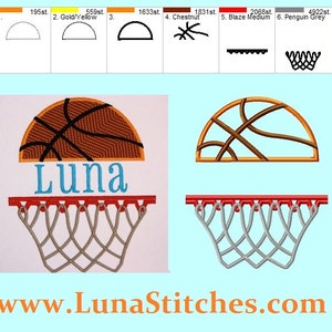 Split Basketball and Net, Applique Embroidery Design INSTANT DOWNLOAD image 3