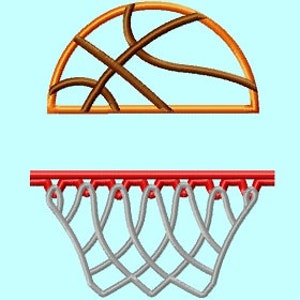 Split Basketball and Net, Applique Embroidery Design INSTANT DOWNLOAD image 2