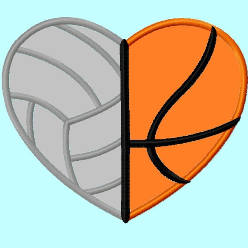 Volleyball and Basketball Heart APPLIQUE Embroidery Designs 4 Etsy