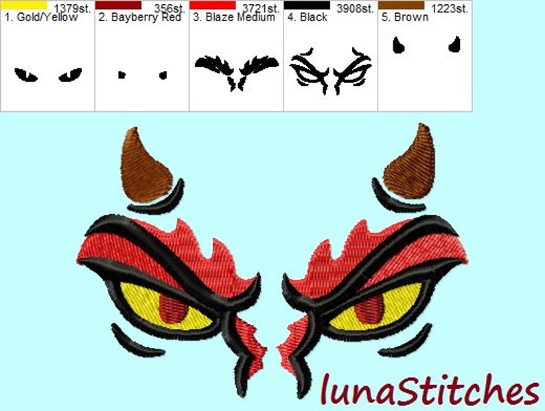 Devils Eyes Embroidery Designs 4 Sizes INSTANT DOWNLOAD Etsy