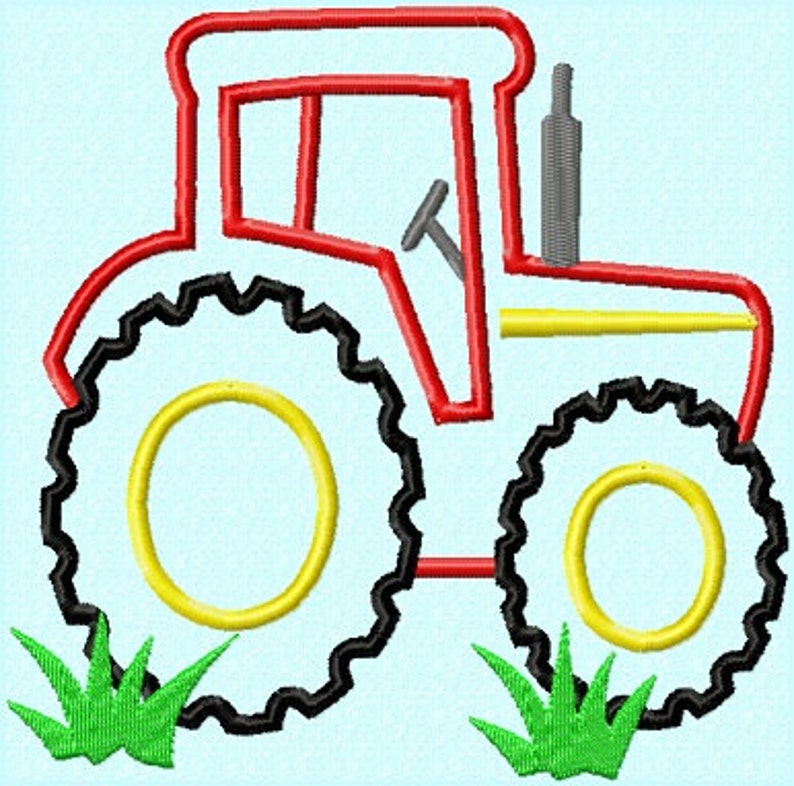 Tractor APPLIQUE Embroidery Design 3 sizes INSTANT DOWNLOAD image 1