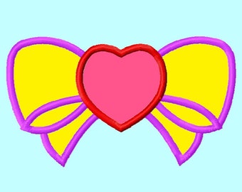 Heart Bow APPLIQUE Embroidery Design  4 sizes   INSTANT DOWNLOAD