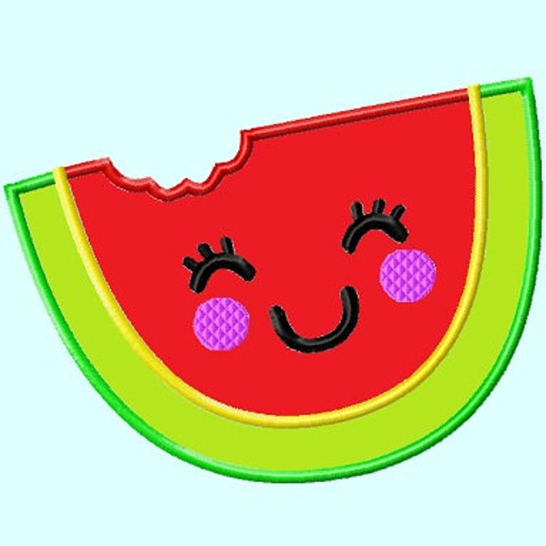 Cute watermelon face applique embroidery design 3 sizes  etsy Cute watermelon face applique embroidery design 3 sizes  etsy