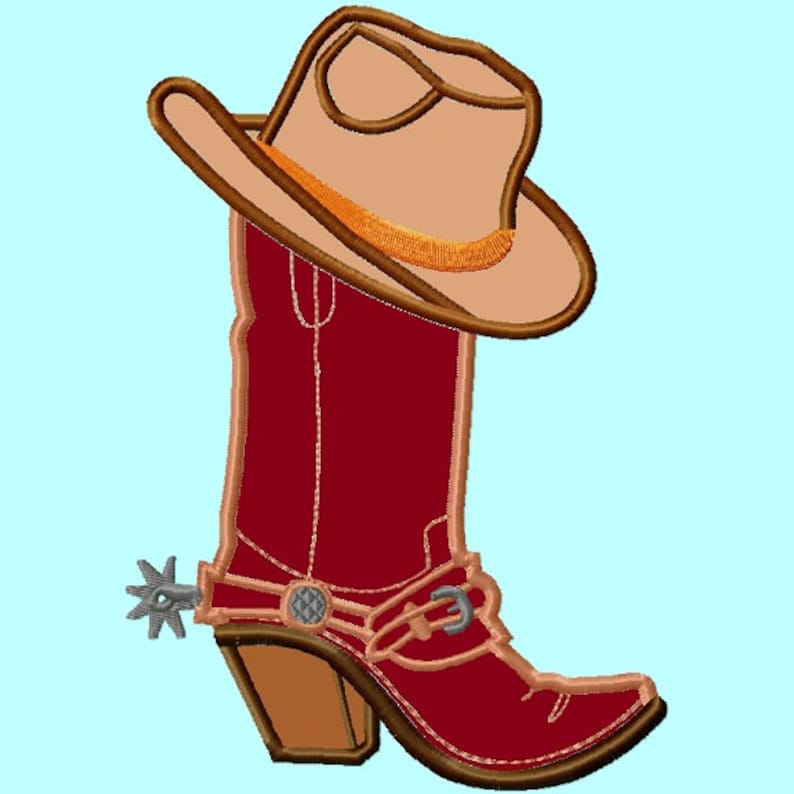 Cowboy Boots and Hat APPLIQUE Embroidery Design INSTANT Etsy