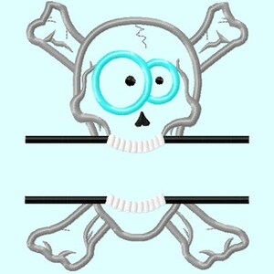 Split Skull Funny Eyes Applique Embroidery Design INSTANT DOWNLOAD image 2