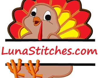 Cute Split Baby Turkey Applique Embroidery Design