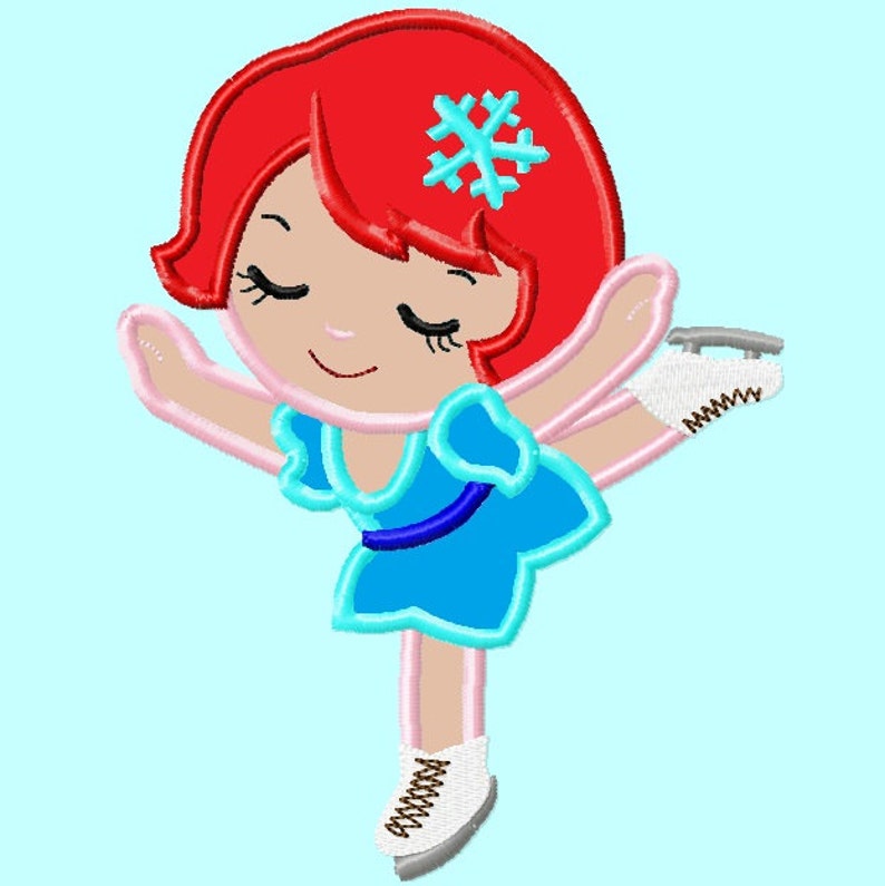 Ice Skating Girl Embroidery Applique Design 3 Sizes for Hoops Etsy