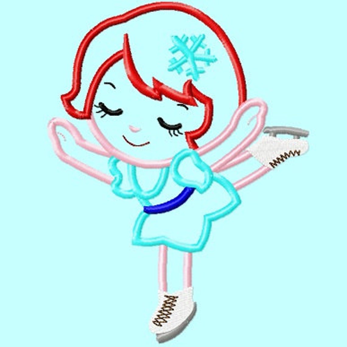Ice Skating Girl Embroidery Applique Design 3 Sizes for Hoops Etsy