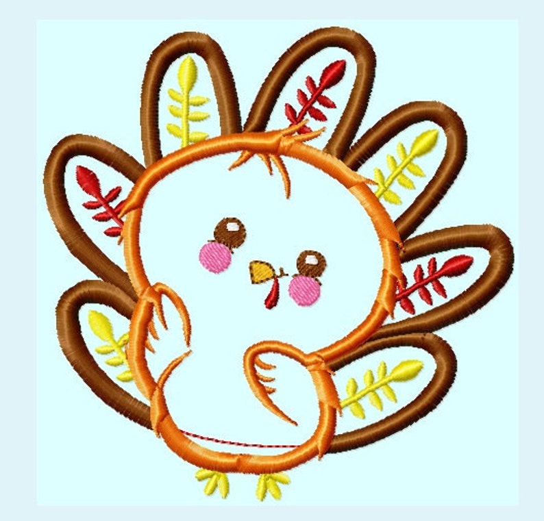 Cute Baby Turkey Applique Embroidery Design INSTANT