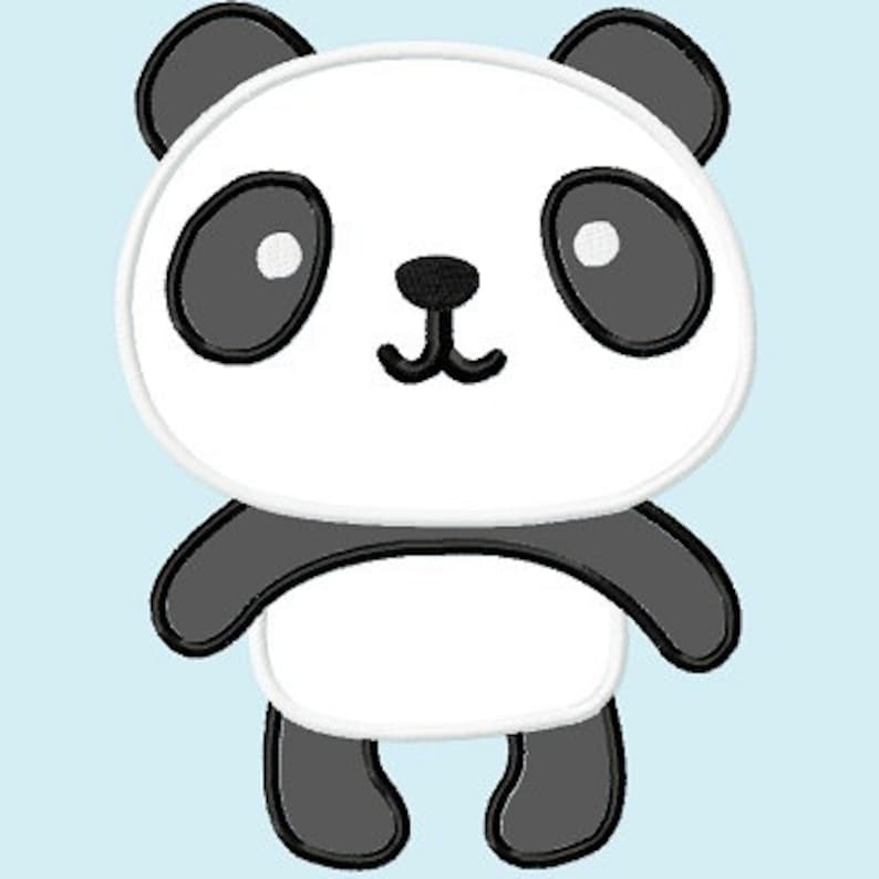 Simple panda bear applique embroidery design 3 sizes instant  etsy