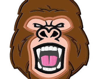 Embroidery Design Gorilla Monkey Head APPLIQUE Embroidery Designs 4 sizes included Animal king kong INSTANT DOWNLOAD