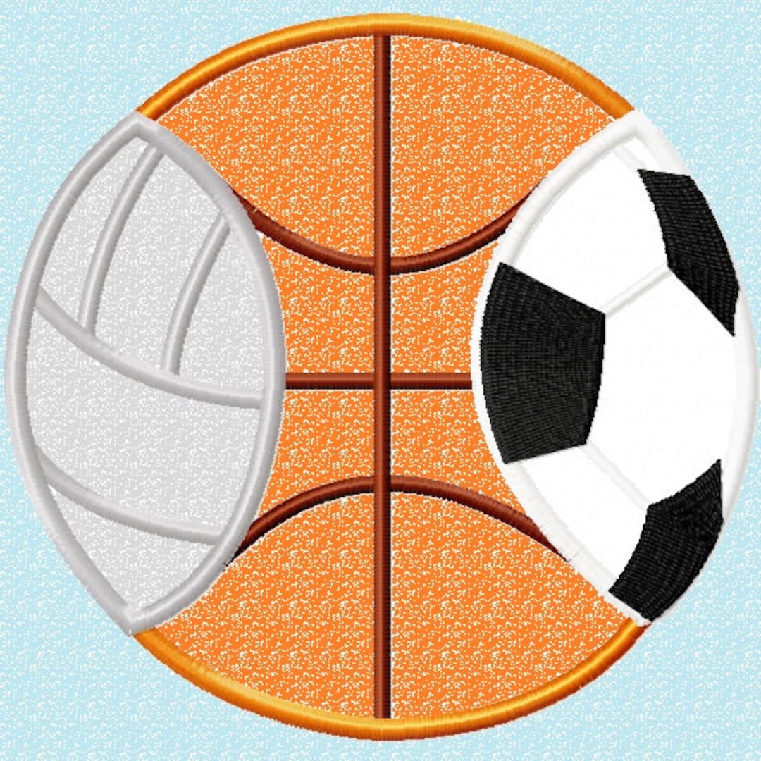 All in One Ball, Volleyball, Basketball, Soccer, Applique Embroidery Design, 4 Sizes INSTANT