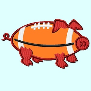 Wild Hog Pig Football Applique Embroidery Design  INSTANT DOWNLOAD