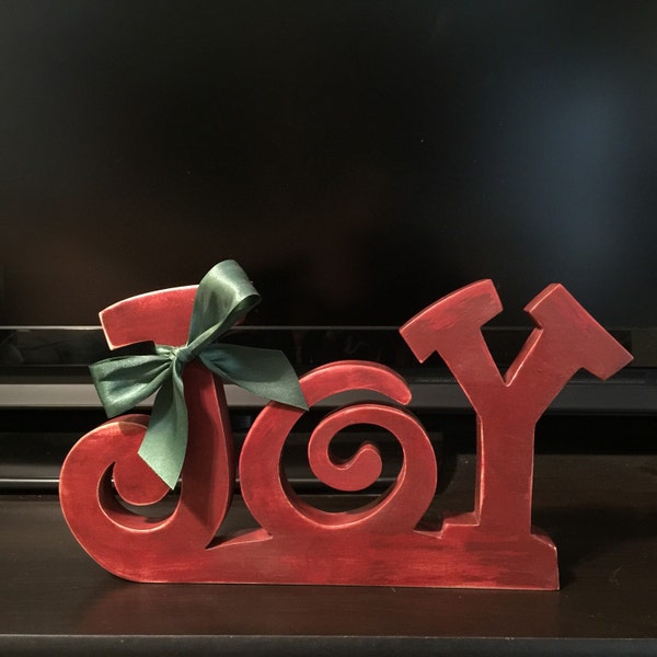 Wood Christmas JOY Stand Alone Sign, Unfinished or Painted