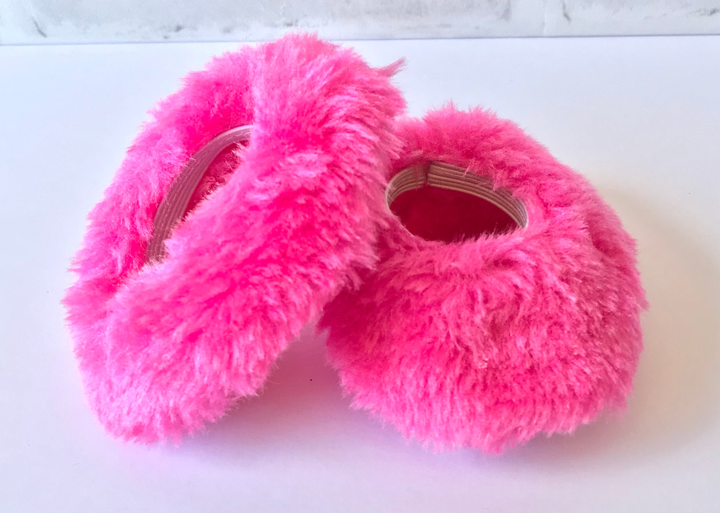 Fuzzy slipper Shoes-Hot Pink for Wellie Wishers Dolls