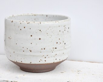 White ceramic bowl, pottery bowl, handmade bowl, speckled white bowl, speckled pottery bowl, white bowl