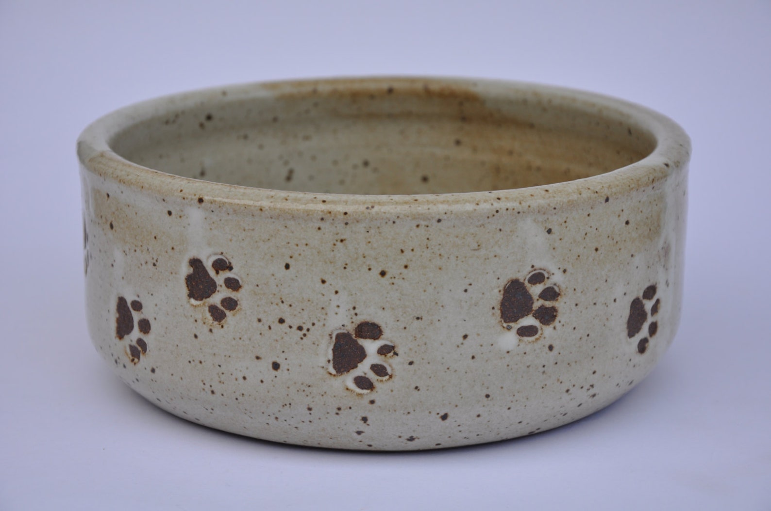 Handmade ceramic dog bowl with paw prints white pottery dog Etsy