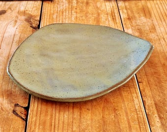 Handmade Ceramic Appetizer Dish, Green Glaze, Food Safe