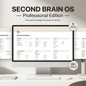 Second Brain OS Notion Template | Personal Knowledge Management System (Digital Download)
