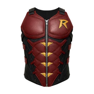 Superhelden-Cosplay-Weste: Robin-Kostüm aus echtem Leder, Comic-Con-Halloween-Outfit