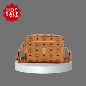 MCM Crossbody Bag | Brown Visetos Monogram Leather Purse