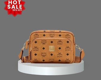 MCM Umhängetasche | Braune Visetos-Monogramm-Ledertasche