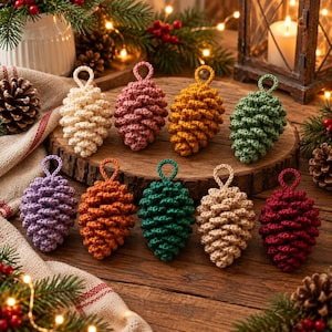 Crochet Pinecone Ornament Pattern, Realistic Rustic Christmas Decor (PDF Pattern)