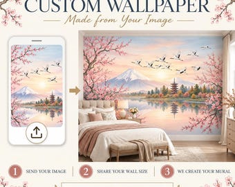 Custom Wallpaper from Your Image, Personalized Wall Mural, Custom Size Room Decor