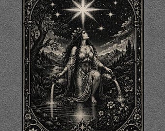 The Star Tarot Wall Art | Engraved Aluminum Tarot Decor | Gothic Witchy Wall Art | 5x7 Celestial Gift