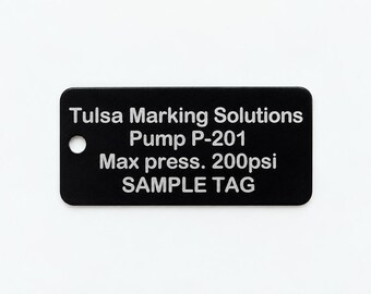 Op maat gegraveerd aluminium label voor apparatuur | 2,5 x 5 cm industrieel identificatieplaatje | Machinenaamplaatje | Identificatielabel voor pomp- en ventielapparatuur