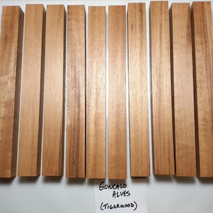 Goncalo Alves (Tigerwood) Turning Blanks - 7/8&quot; x 7/8&quot; x 8&quot;  Square Stock   Craft Wood   Carving Blanks  Pen Blanks