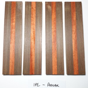 Laminated Knife Scales, Ipe - Paduak, Craft Wood Slabs, Thin Stock Wood, Sold per piece