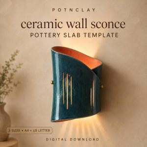 Modello per applique da parete in ceramica, modello per decorazione murale in ceramica, modello per la costruzione di lastre in argilla, lampada da parete in argilla, ceramica modellata a mano, PDF, progetto fai da te in ceramica