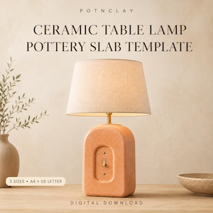 Ceramic Table Lamp Pottery Template Slab Building Pattern Clay Lamp Template Printable Lamp Pottery Patterns DIY Handbuilding Craft